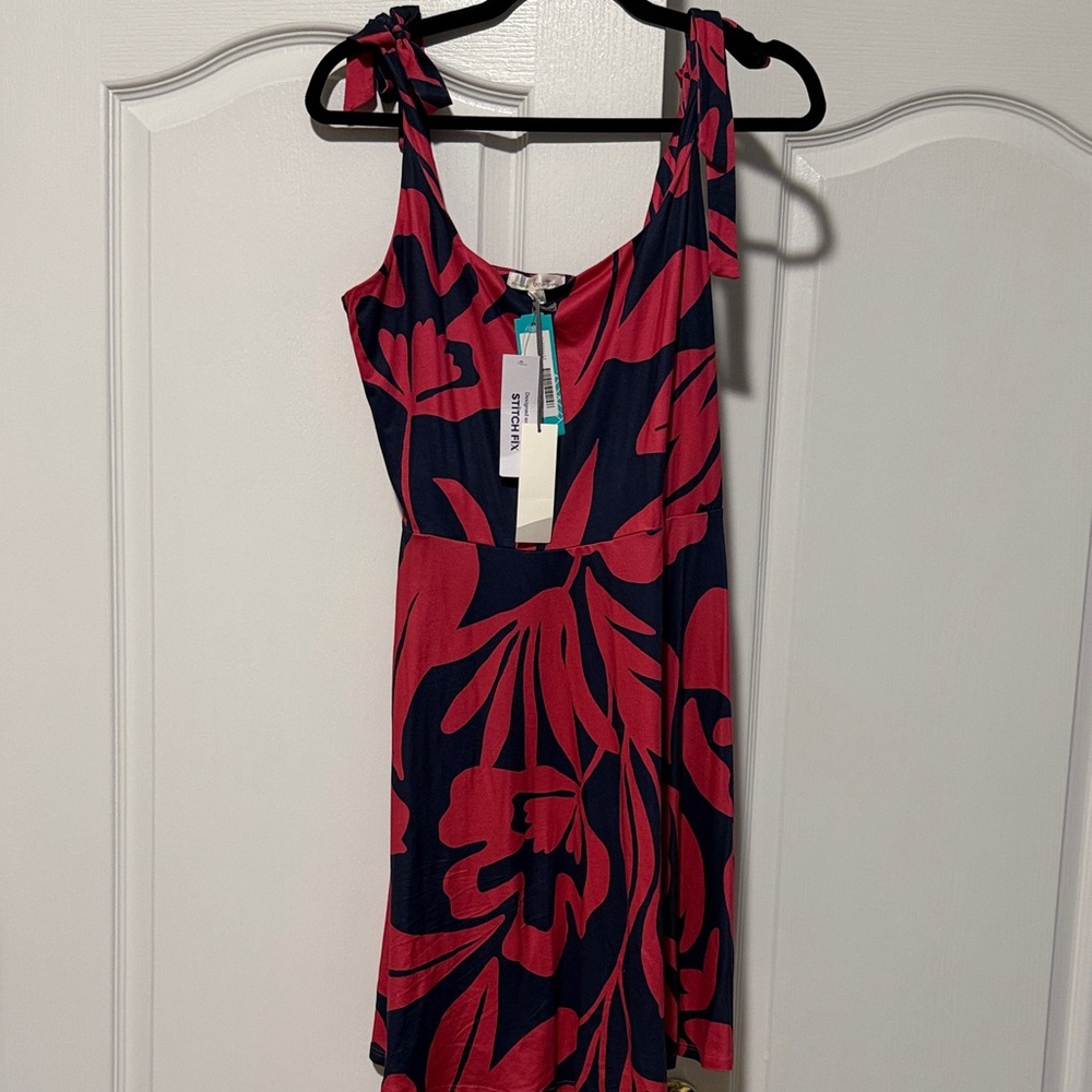 Nine Britton by Stitch Fix Navy and Pink Floral Mini Dress